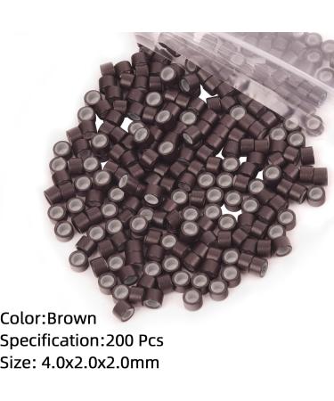 Vlasy 200 Pcs Silicone Micro Rings for I Tip Hair Extensions 4mm Micro Nano Beads Micro Links Hair Beads (Brown) Micro-4mm-200Pcs Brown - Buy Online on GoSupps.com