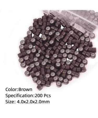 200Pcs 4mm Silicone Lined Micro Ring Beads for Hair Extensions - Brown | 5 Color Options Available - Buy Online on GoSupps.com