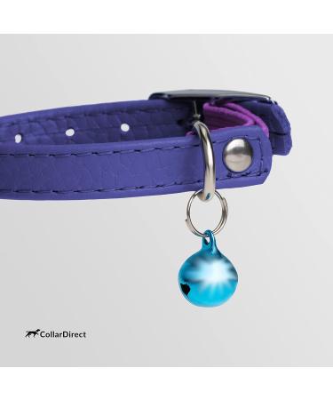 Collardirect Leather Cat Neck Band - Safety Collar with Elastic Belt & Bell | Adjustable 15-18 cm in Black Blue Red Orange Green Pink & Purple - Buy Online on GoSupps.com
