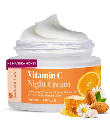 Manuka Lane Vitamin C Creams for Face Neck & Eyes Plant-Based Skincare Vitamin C Night Cream 1.69 Fl Oz (Pack of 1)