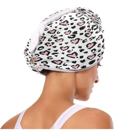Love Leopard Pattern Dry Hair Cap & Quick Drying Towel Set - Super Absorbent Soft & Comfortable - 2 Piece Set - Buy Online on GoSupps.com