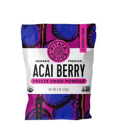 Pitaya Foods - Organic Freeze Dried Acai Berry Powder, USDA Certified Organic, Gluten Free, Dairy Free, Vegan, Kosher, (4 OZ) Resealable