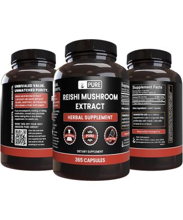 Pure Original Ingredients Reishi Mushroom Extract (365 Capsules) No Magnesium Or Rice Fillers Always Pure Lab Verified 365 Count (Pack of 1) - Buy Online on GoSupps.com