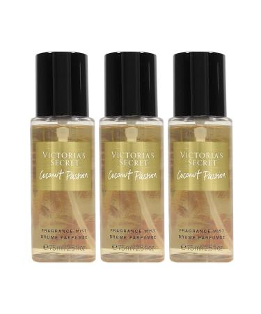 Victoria's Secret Coconut Passion Body Fragrance Mini Mist Travel Size 2.5 Fl Oz Lot of 3 (Coconut Passion)