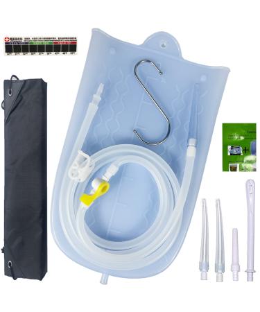 Silicone Enema Bag for Colon Cleanse 2L Silicone Enema Bag with 6.3ft Tubing 5 Enema Tips and Controllable Flow Valve - Colonic Irrigation Home kit for Coffee and Water Colon Cleanse