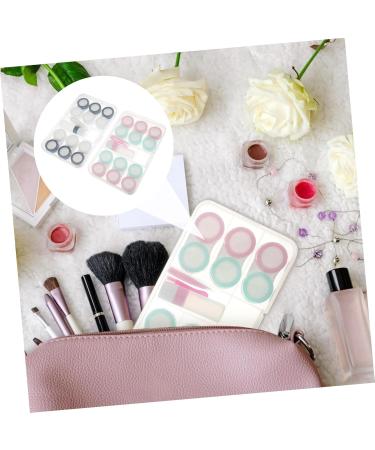 Shop Solustre Contact Lens Storage Kit - 2 Sets of Cube Containers & Tweezers | Transparent Plastic Macaron Organizer 16x10cm - Buy Online on GoSupps.com