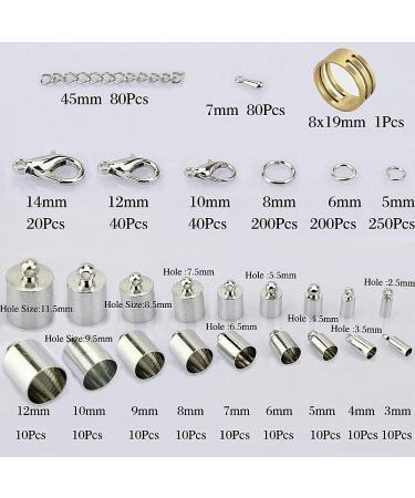 Silver Plated Barrel Leather Cord Ends & Lobster Clasp Kit - 1000pcs - Buy Online on GoSupps.com