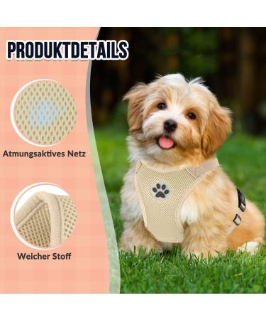 Slowton Dog Harness for Small to Medium Dogs | No-Pull Safety Harness | Soft & Breathable Beige Breast Harness - Buy Online on GoSupps.com