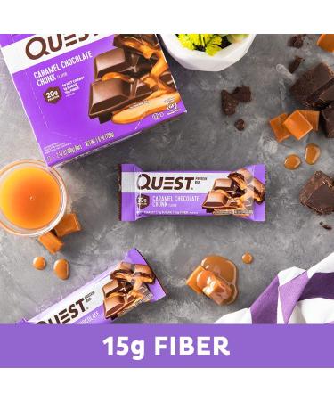 Quest Nutrition Caramel Chocolate Chunk Protein Bars - 12 Pack (2.12 oz Each) | High Protein Snack - Buy Online on GoSupps.com