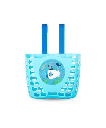 DRBIKE Kids Bike Basket for 12 14 inch Girls Boys Bike - Toddler Bike Basket Front Handlebar Plastic Basket - Kids Bike Accessories Turquoise Blue