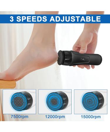 Electric Callus Remover - Rechargeable Foot File with 3 Speeds & Replaceable Grinding Heads | Professional Pedicure Tool (Black - Buy Online on GoSupps.com