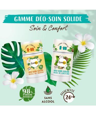 LOVEA - Solid Deo-Care - Deodorant - Organic Coconut Oil - 24h Effectiveness - 98% Natural Origin - Alcohol Free - Vegan - Certified Organic - Made in France - 50 g - Buy Online on GoSupps.com