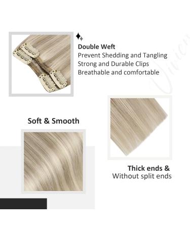 Vivien Clip-In Real Hair Extensions - Blonde Clip In Hair Extensions With Ash Blonde Highlights | 22 Inch 135g 7 Pieces #16/255 | Premium Quality - Buy Online on GoSupps.com