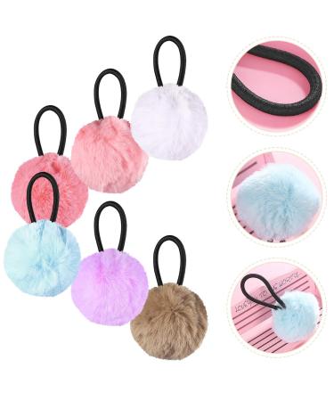 Lurrose 12Pcs Fluffy Ball Hair Ties for Toddler Girls - Elastic Pom Pom Ponytail Holders in 6 Colors - Buy Online on GoSupps.com