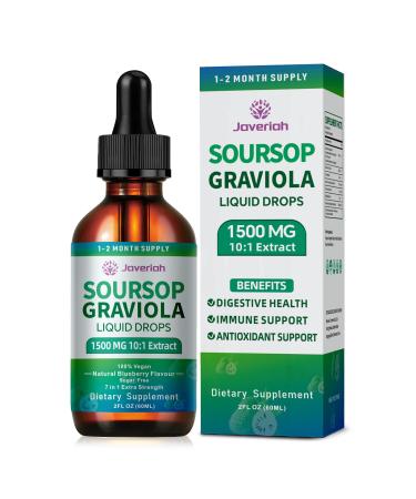 2 Pack Soursop Graviola Leaf Extract Liquid Drops Supplement with Irish Sea Moss & Turmeric for Cellular Support, Immune System Boost, Liver Health, Soursop Bitters Liquid 60-Day Supply 4 FL OZ