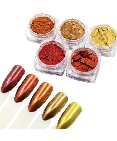 Lot de 5 pots de poudre ongles chrom e effet miroir holographique Aurore Chrome Poudre pour ongles Gel Poudre chrom e vise d corer les ongles Nail Art Manucure