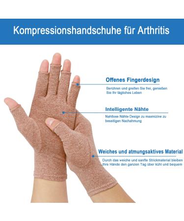 Buy 2-Pair Arthritis Compression Gloves - Relieve Rheumatoid & Osteoarthritis Fingerless Breathable Moisture-Regulating for Men & Women (Coffee L) - Buy Online on GoSupps.com