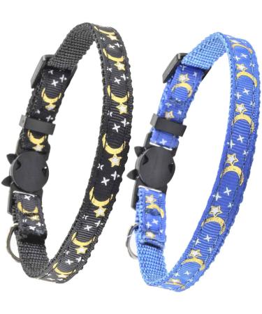 2 PCS Breakaway Cat Collar Set with Bell - Cute Adjustable Kitten Collars in Blue and Black - Buy Online on GoSupps.com