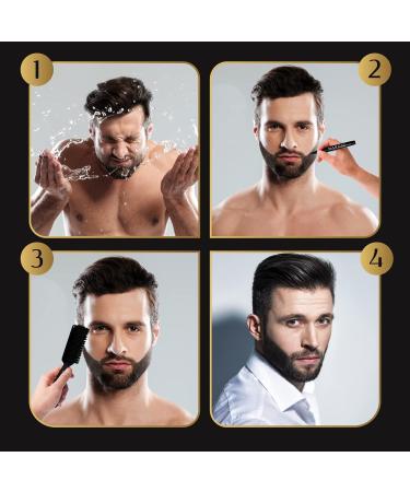 BARDAE Beard Pencil Filler for Men - Long Lasting Water and Sweat Proof Beard Pen - Instant Natural Look - 4 Tip Applicator Design - Black - Buy Online on GoSupps.com