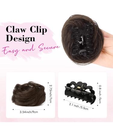 REECHO 2 PCS Mini Claw Clip in Messy & Cat Ears Hair Bun Extensions Wig Accessory Updo Hairpieces for Women Girls (Pack of 2-3.5" Wavy Deep Brown) Pack of 2 - 3.5" Wavy Deep Brown - Buy Online on GoSupps.com