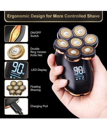 Shop 7D Electric Head Shavers for Bald Men | 5-in-1 Waterproof Rotary Grooming Kit with LED Display - Rechargeable & International Shipping - Buy Online on GoSupps.com