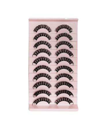 Aussido False Eyelashes Russian Strip Lashes Natural Look Fluffy Wispy D Curly Fake Eye Lashes(C-14MM)