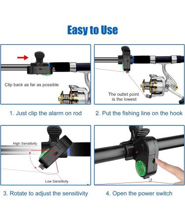 TSV 4 Pack Fishing Bite Alarm Set - Sensitive Electronic Alarms with LED Lights - Clip On Rod for Carp Fishing - Day/Night Alert Bell - Buy Online on GoSupps.com