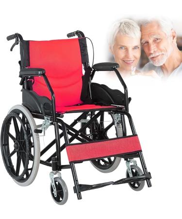 Ultra Lightweight Foldable Wheelchair Brake Transport Wheelchair with Swing-Away Footrest and Flip Back Backest PortableTravel Wheelchair Safety Belt