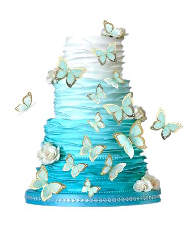 Blumomon 30 pieces 3D butterfly cake topper decorations green gold border mixed size butterfly cupcake tops picks wedding baby shower party wedding day birthday party cupcake decoration butterfly-1