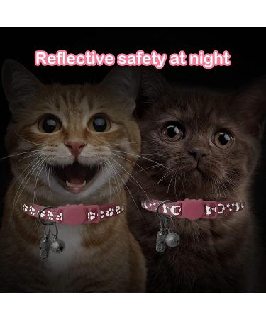 LLHK 2 Pack Reflective Breakaway Cat Collars & Name Tags - Adjustable Safety Collar for Cats - Personalized ID Tag - Pink - Buy Online on GoSupps.com