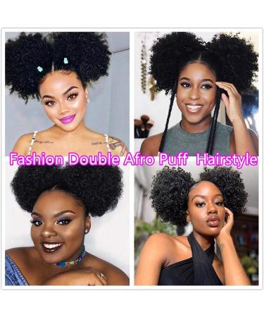 Afro Puff Drawstring Ponytail for Black Women Short Kinky Curly Afro Ponytail Synthetic Hair Afro Bun Drawstring Ponytail for Women(small size(Pack of 2) natural black(2#) small size(Pack of 2) natural black(2#) - Buy Online on GoSupps.com