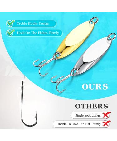 30 Pieces Fishing Spoons Lures  Treble Hooks Fishing Spoons Hard Metal Spoon Lures Spoons for Huge Distance Cast Saltwater Freshwater Fishing in 1/5 oz 1/4 oz 3/8 oz 1/2 oz 3/4 oz Gold Silver - Buy Online on GoSupps.com