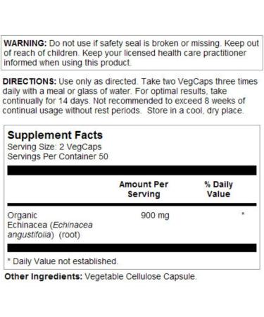 SOLARAY Echinacea Angustifolia Root 450mg - Immune & Respiratory Support | Non-GMO, Vegan | 100 VegCaps - Buy Online on GoSupps.com