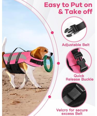 Petbank Life Jacket for Dogs - Adjustable Swimming Vest with Reflector Stripes - Buoyant Dog Protection Suit for Small Medium & Large Dogs - XL Pink - Buy Online on GoSupps.com