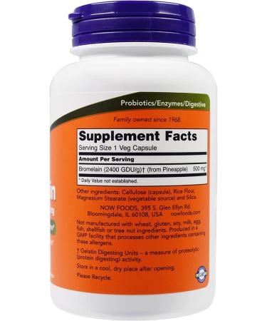 Now Foods Bromelain 2400Gdu/500mg 120 Vcaps - Pack of 2 | Digestive Enzyme Supplement - Buy Online on GoSupps.com