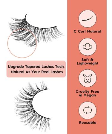Buy Wispy Cat Eye False Eyelashes | Natural 10mm Short Lashes Pack - 7 Pairs of Soft 3D Volume C Curl Eyelashes | Siligli S53 - Buy Online on GoSupps.com