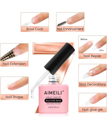AIMEILI Clear Building Nail Gel Builder Base 7 in 1 in a Bottle for Nails Extension Base Coat Nail Repair Nail Strengthen Decoration Glue Quick Extension Gel 15ml Clear 15 ml (Pack of 1) - Buy Online on GoSupps.com