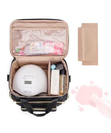 BAFASO Double Layer Nail Polish Organizer - Holds 70 Bottles - Nail Dryer Case with Pouches & Tools Storage - Black - Buy Online on GoSupps.com