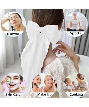 ZhongShuang Cream Colour Hair Bow Cream Colour White Big Hair Bows for Women Solid Color Bow Hair Clips with Long Ribbon French Barrette Clip Soft Satin Silky Hair Bows Cute Gifts for Women Girls - Buy Online on GoSupps.com