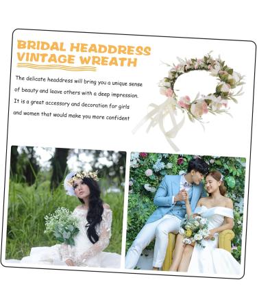 Holibanna Wreath Flower Hair Band Photo Props Headpiece for Women Retro Leaves Women Floral Boho Wedding Decor Garland Wedding Headdress Headband Fabric Travel European and American White One Size White - Buy Online on GoSupps.com