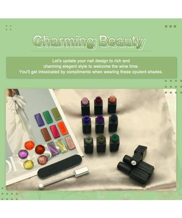Lavender Violets 13 Pcs Gel Nail Polishes Set With New Sparkling Cat Eye Temperature Change Colour 9 Colours Nail Art UV LED Soak Off With Base Coat Matte n No Wipe Top Coat Nail File C638 Charming Beauty-638 - Buy Online on GoSupps.com