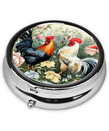 Shop Portable 3 Compartment Pill Box - Rooster Design Travel Organizer for Vitamins & Medicines - Perfect Gift - Buy Online on GoSupps.com