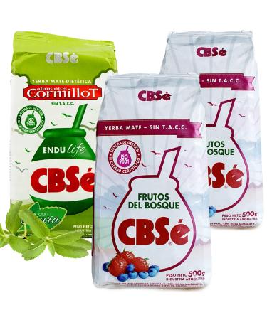 CBS Yerba Mat Fruits de la For t 2x0.5 kg + CBS Yerba Mat Endulife 0.5 kg |Th mat d'Argentine | Boisson revigorante et nergisante Fruits + Endulife