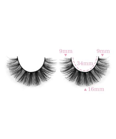 Yawamica 16MM C Curl Mink Lashes - Natural Wispy Medium Volume False Eyelashes, 8 Pairs Pack - Buy Online on GoSupps.com