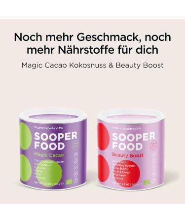 Buy Sooper Food Magic Cacao Kokosnuss 250g - Organic Vegan Chocolate Powder with Coconut & Vitamin C - Sugar-Free Mood Booster - Includes Acerola & Chia - Ships Worldwide - Buy Online on GoSupps.com