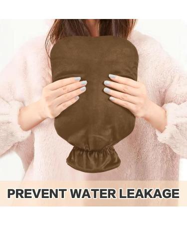 Brown Hot Water Bottle with Cover - Pain Relief & Bed Warmer for Cramps - 2L International Shipping - Buy Online on GoSupps.com