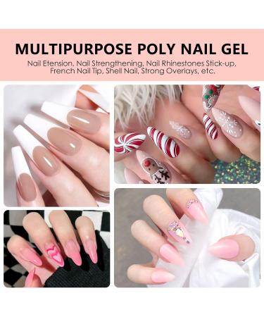Poly Nail Gel Kit with Lamp - Nail Builder Extension Set for DIY Manicure - 10 Pink Nude Colors - Buy Online on GoSupps.com