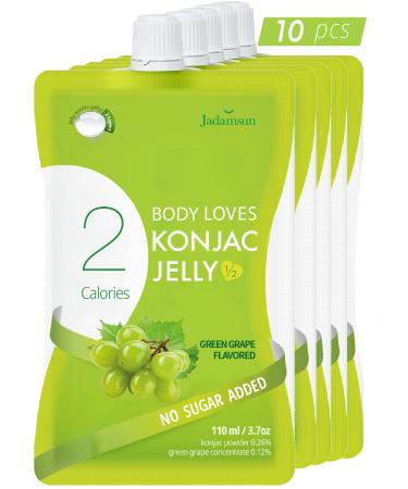 Jadamsun Body Loves Konjac Jelly (Grape, 10pc) - Korean Low Calorie Fruit Smoothie. Sugar Free Asian Snack for Diet.