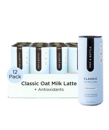 Pop & Bottle - Oat Milk Lattes with Antioxidants | 8 Fl Oz (Pack of 12) Classic | MCT Oil, Cold Brew, Coffee Berry + More | Organic, No Dairy, No Gluten, Lightly Sweetened with Dates 1 Count (Pack of 12)