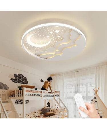 Ahxiaozn led children ceiling lamp star moon ceiling lamp children's room bedroom lamp with remote control children's room dimmable ceiling lights for girls boys bedroom lamp baby room 50cm white 50 cm